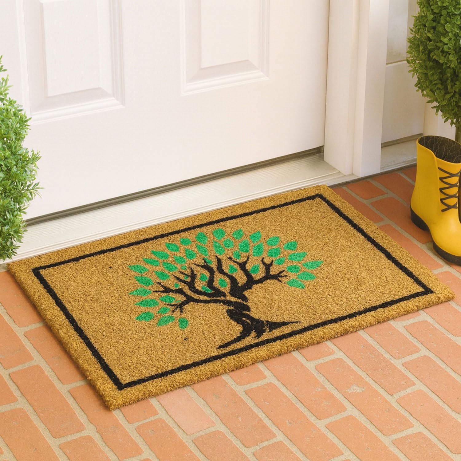Luxe Home 100% Natural Coir Doormat Tree Print Design (71x45 cm)