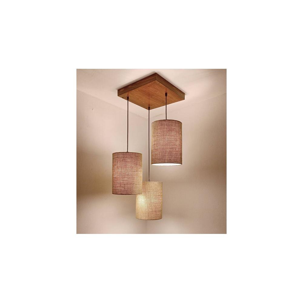 Elementary Brown Solid Wood Cluster Hanging Light