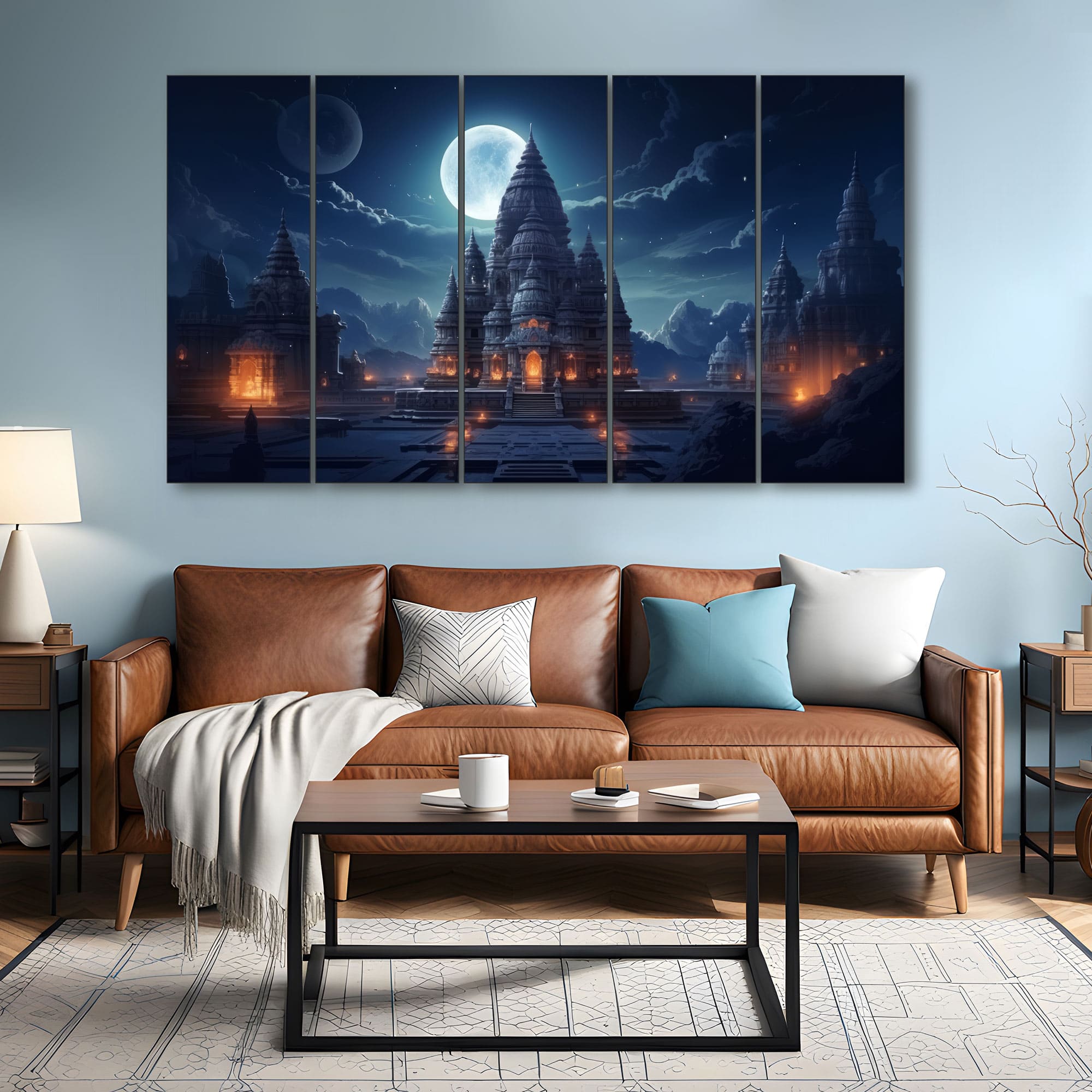 The Castle Decor Ram Mandir Wall Painting Wooden Framed 27x48 Inch (Style 10) - The Castle Decor