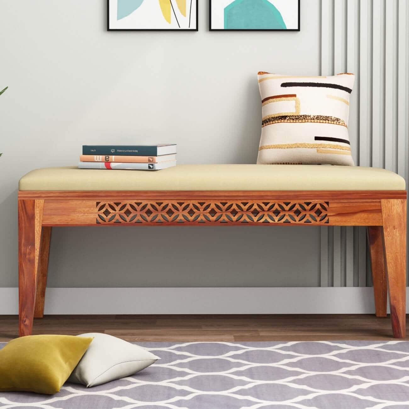 Mercury Solid Wood Bench in Honey