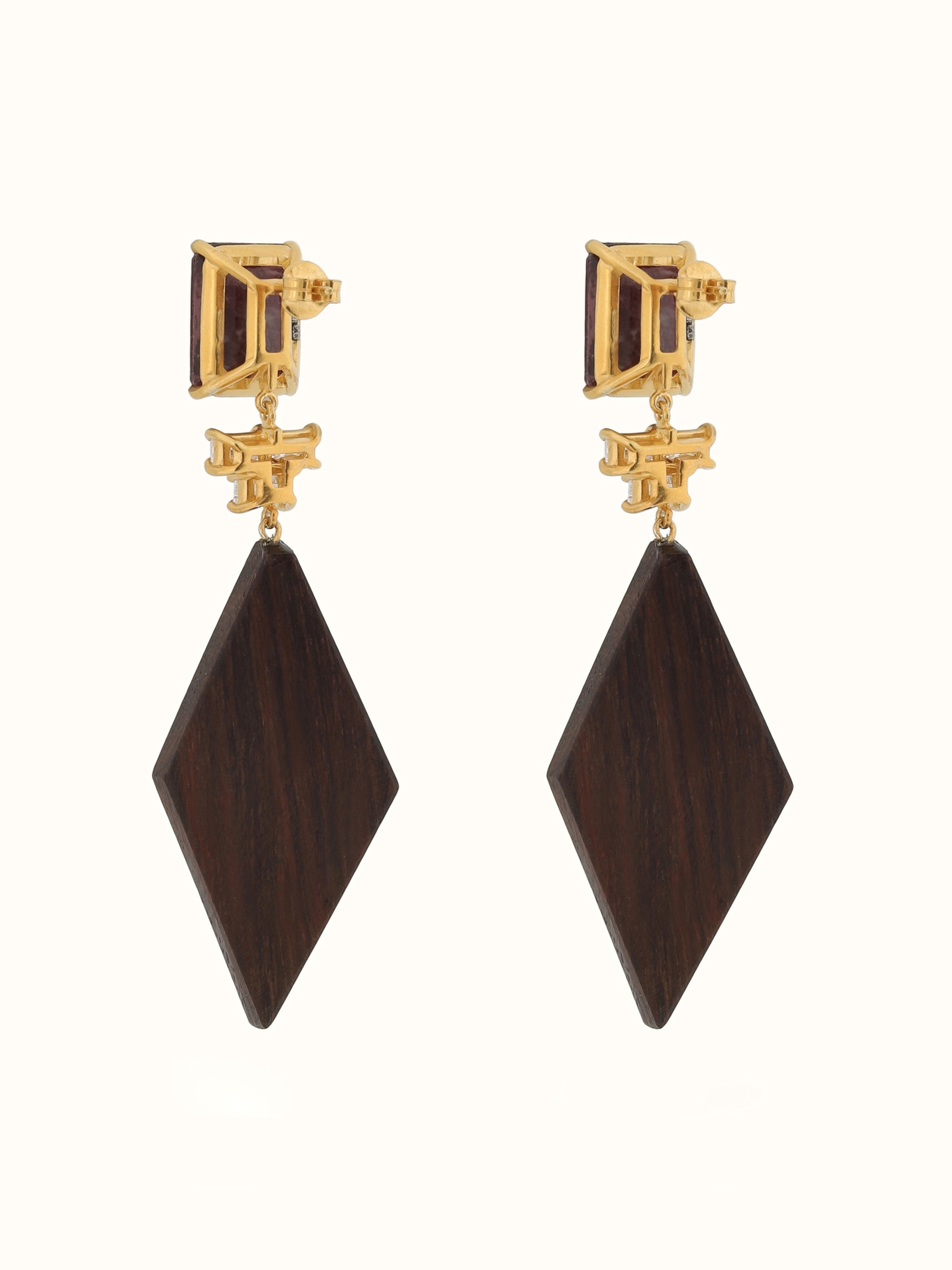 Back view of Tarkashi silver drop earrings highlighting the structure and secure clasp design