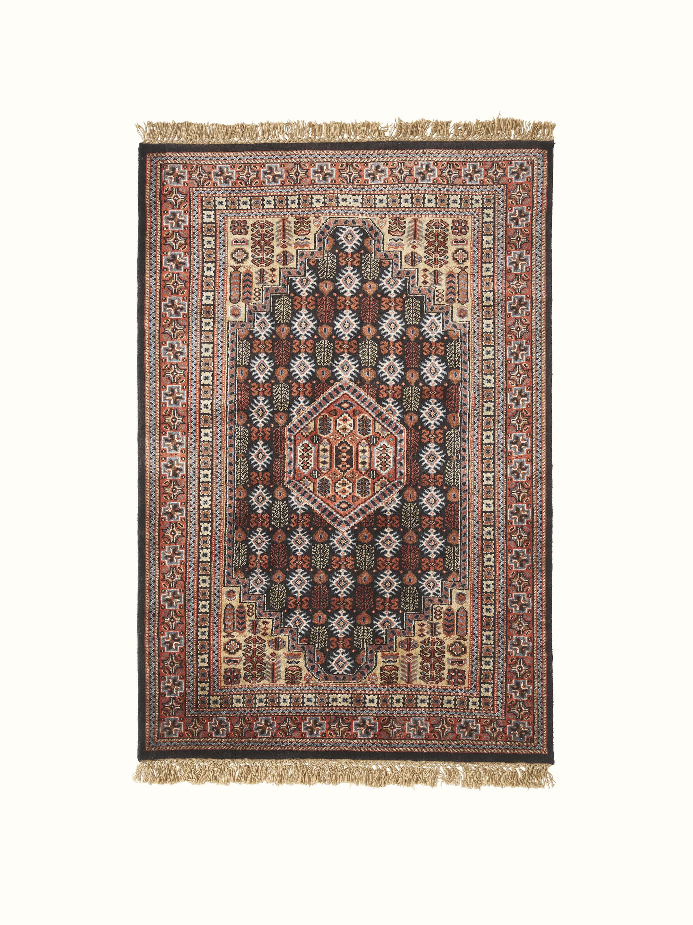 Persian Shiraz Gwalior Wool Hand-Knotted Rug (4x6 ft) displaying its intricate patterns and rich color palette.