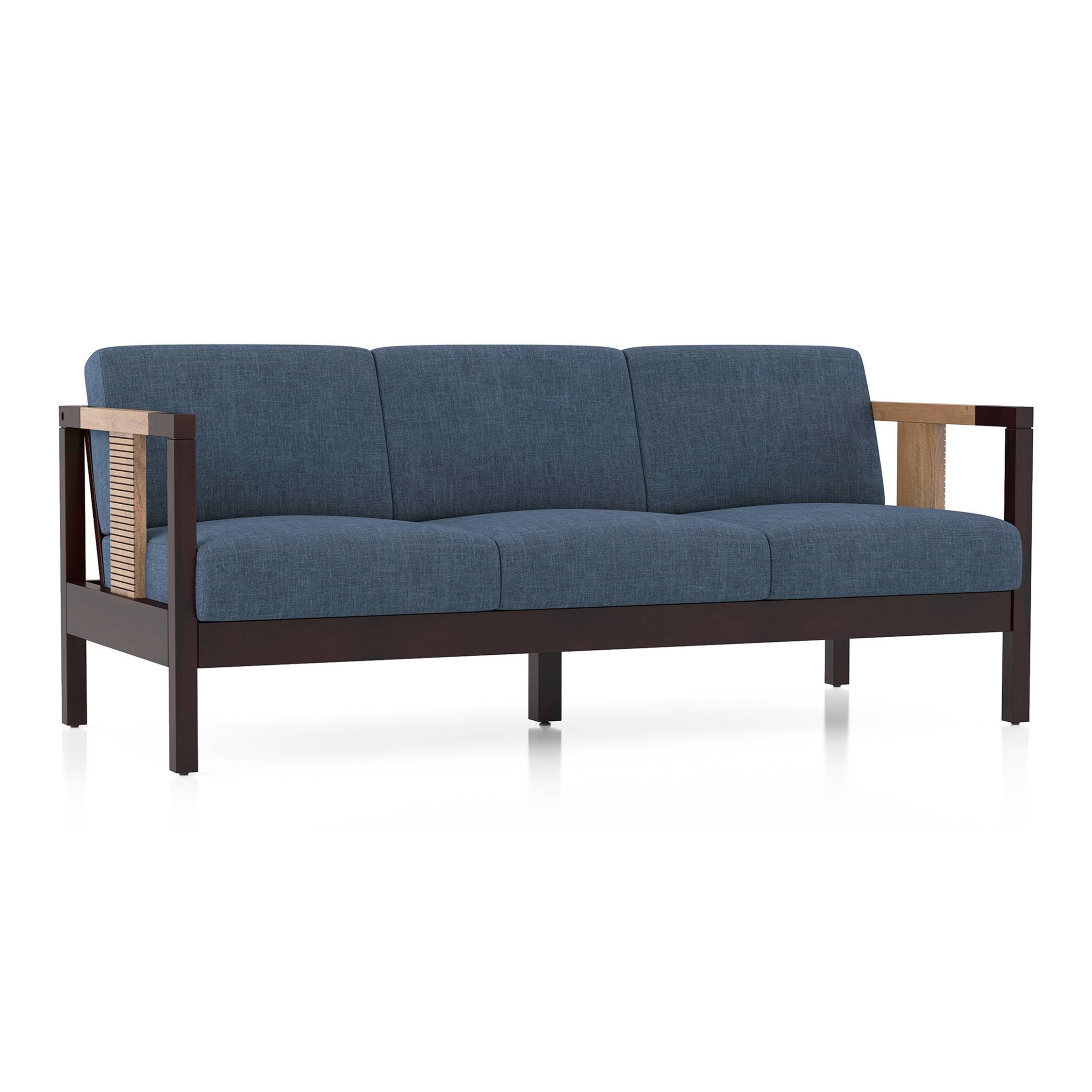 Cairo 3 Seater Wooden Sofa (Midnight Indigo Blue)