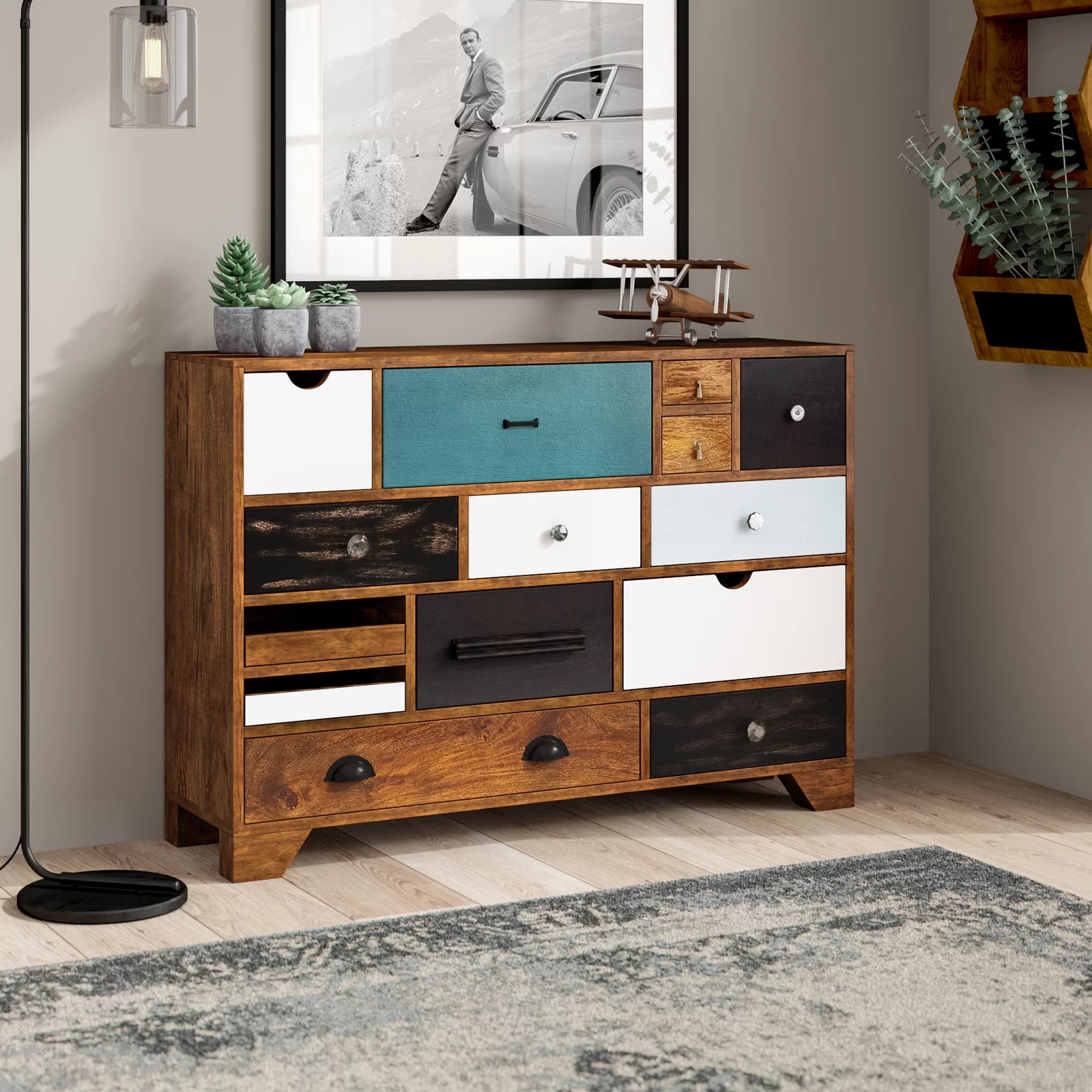 Rigen Multi Color Chest of Drawer - Woodenmood