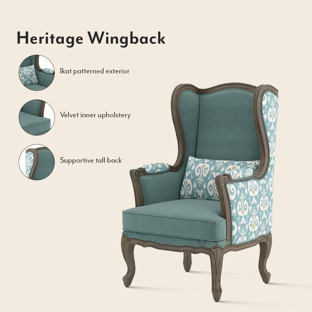Serai Lounge Chair in Mint Ikat Colour