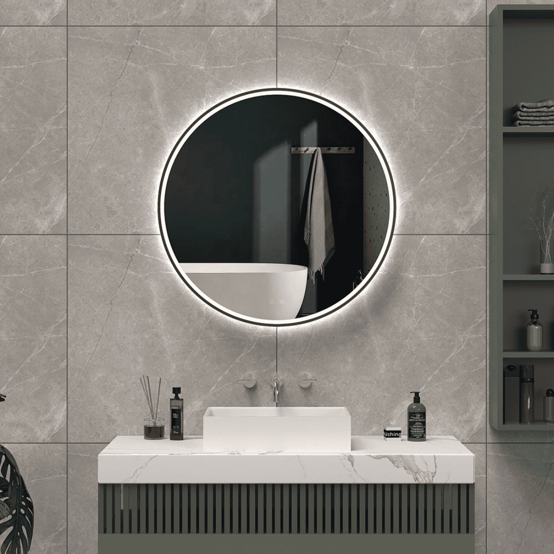 Round LED  Mirror with Lights Dimmable Vanity Mirror