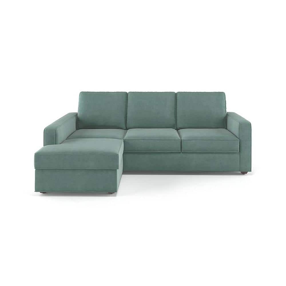 Apollo Compact Sofa (Colour : Dusty Turquoise Velvet, Cushion : Hard, Back Type : Regular, Seating Capacity : Left Aligned 2 Seater + Left Aligned Chaise)