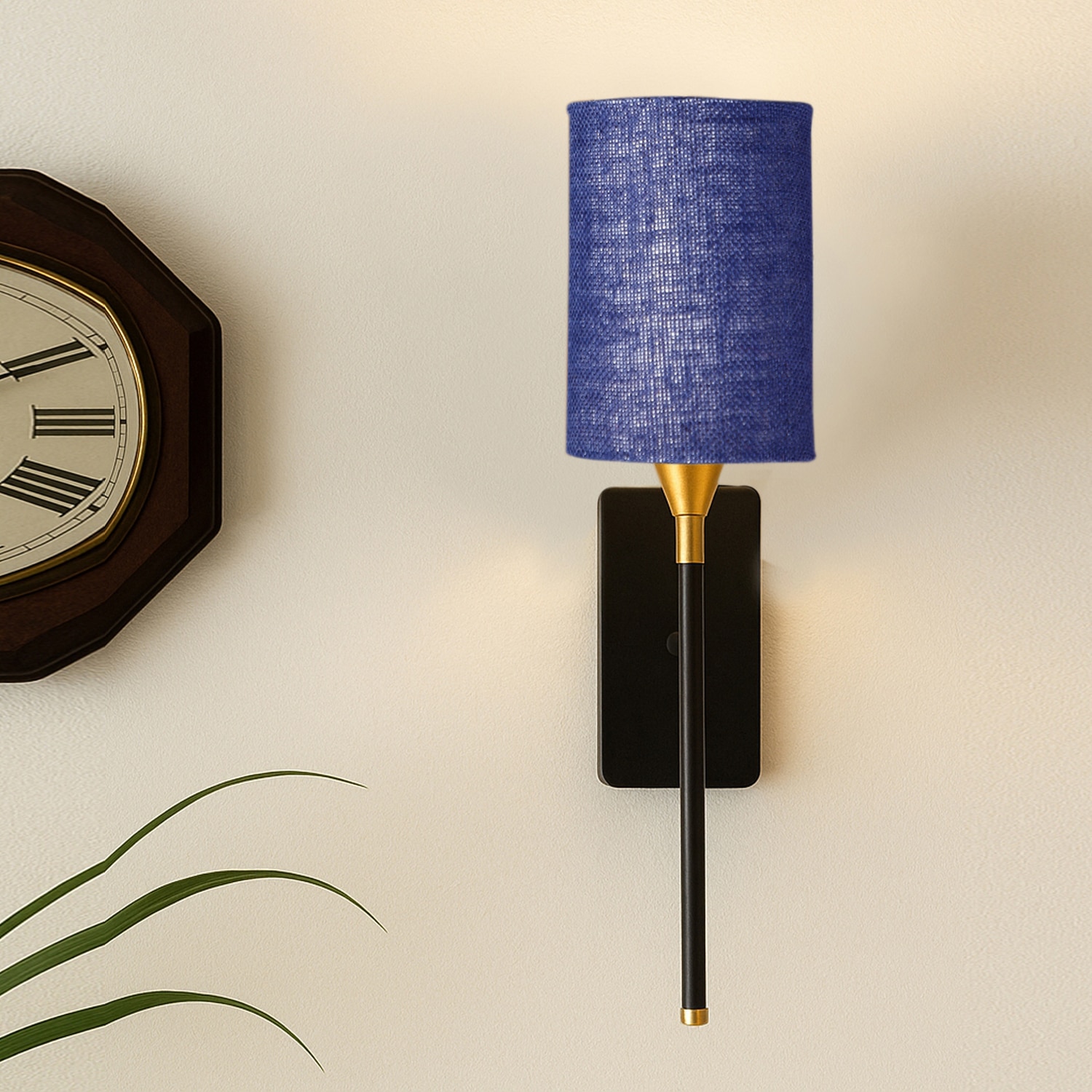 Devansh Metal Electric Wall Light in Black Colour with Blue Shade Count of 1 Light - Devansh
