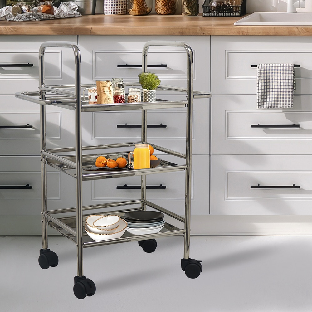 Metalsmith Metal Three Tier Serving Trolley Silver Finish - Metalsmith