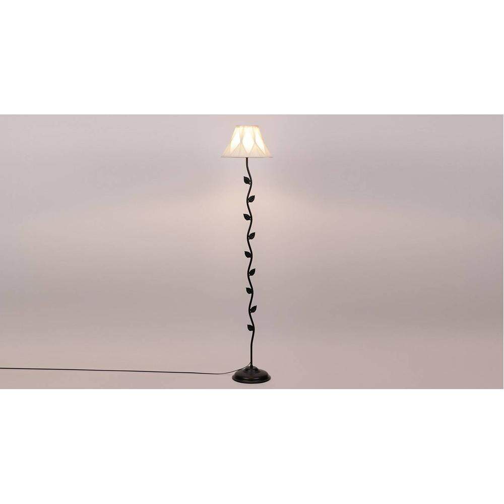 Brooke Black Cotton Shade Floor Lamp