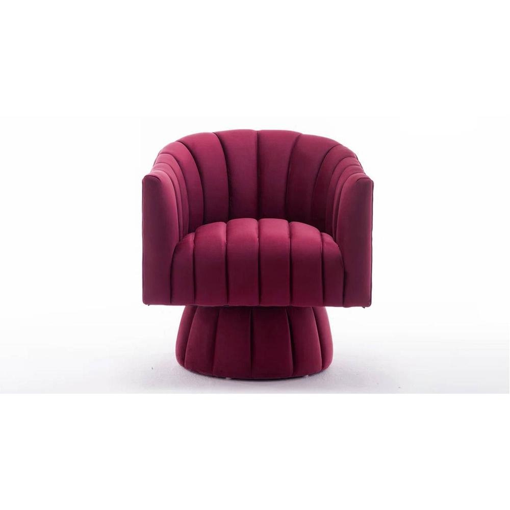 Morrow Swivel Solid Wood Round Chair in Maroon Colour