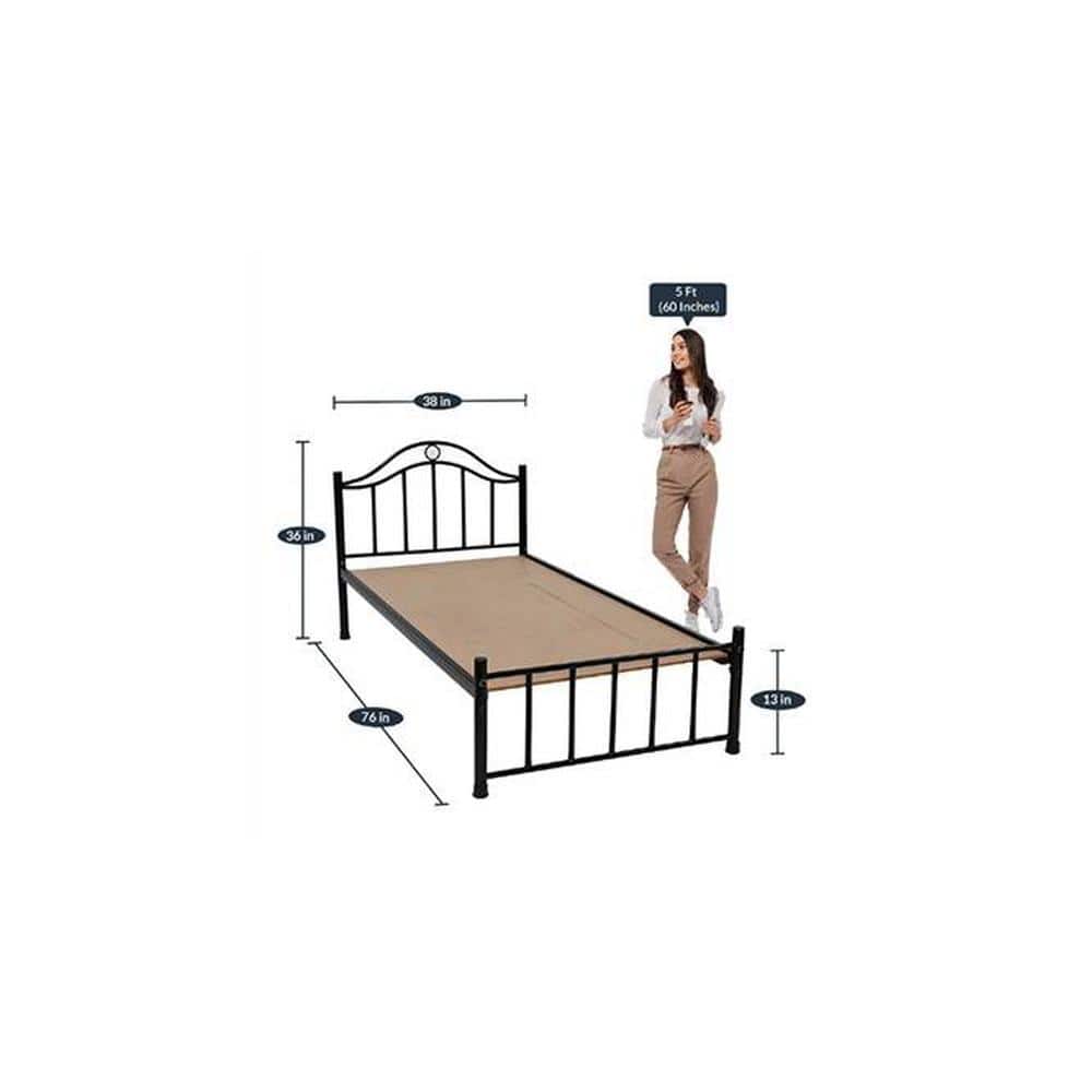 Morris Metal Single Size Non Storage Bed In Black Finish