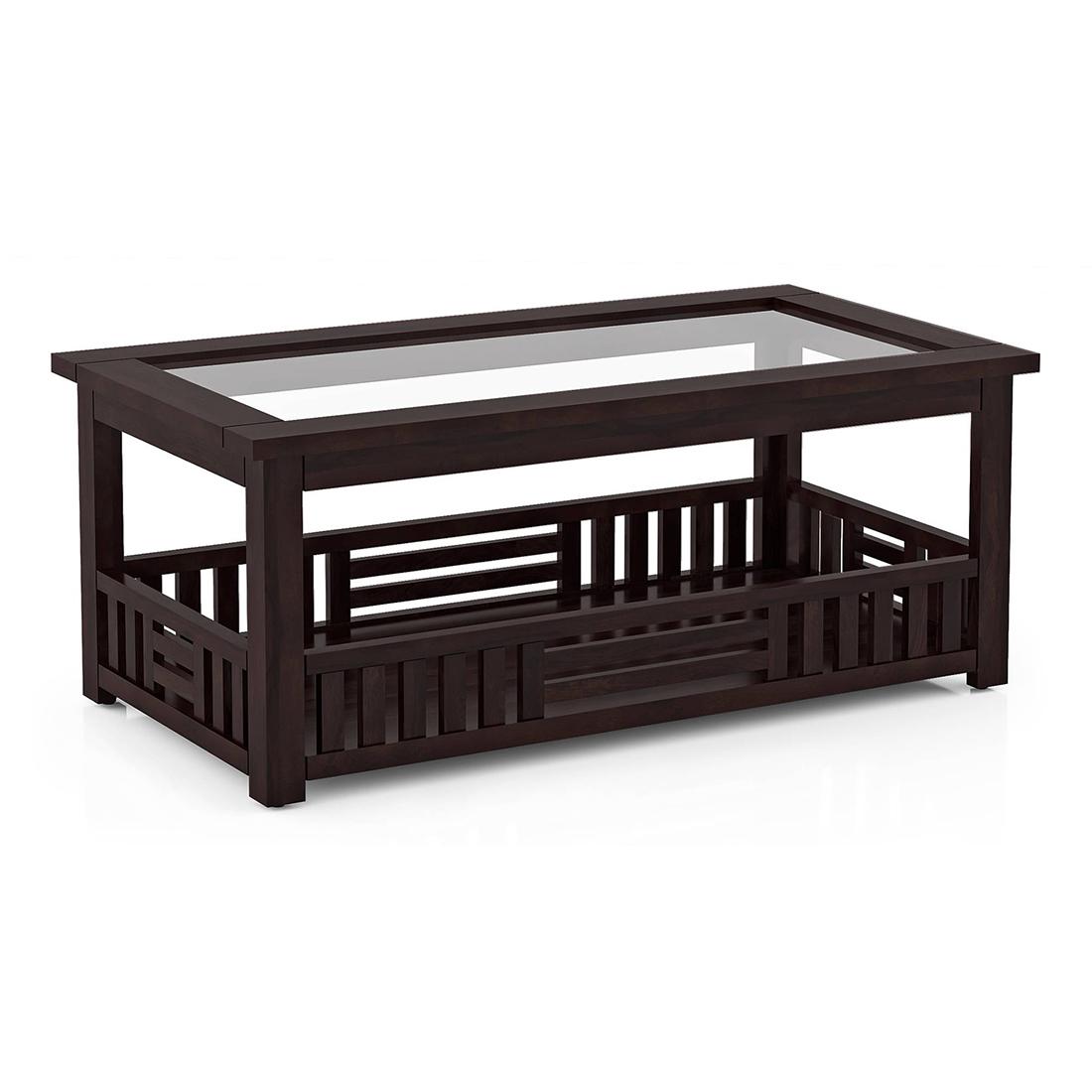 Renesme Rectangular Solid Wood Coffee Table In Mahogany Finish