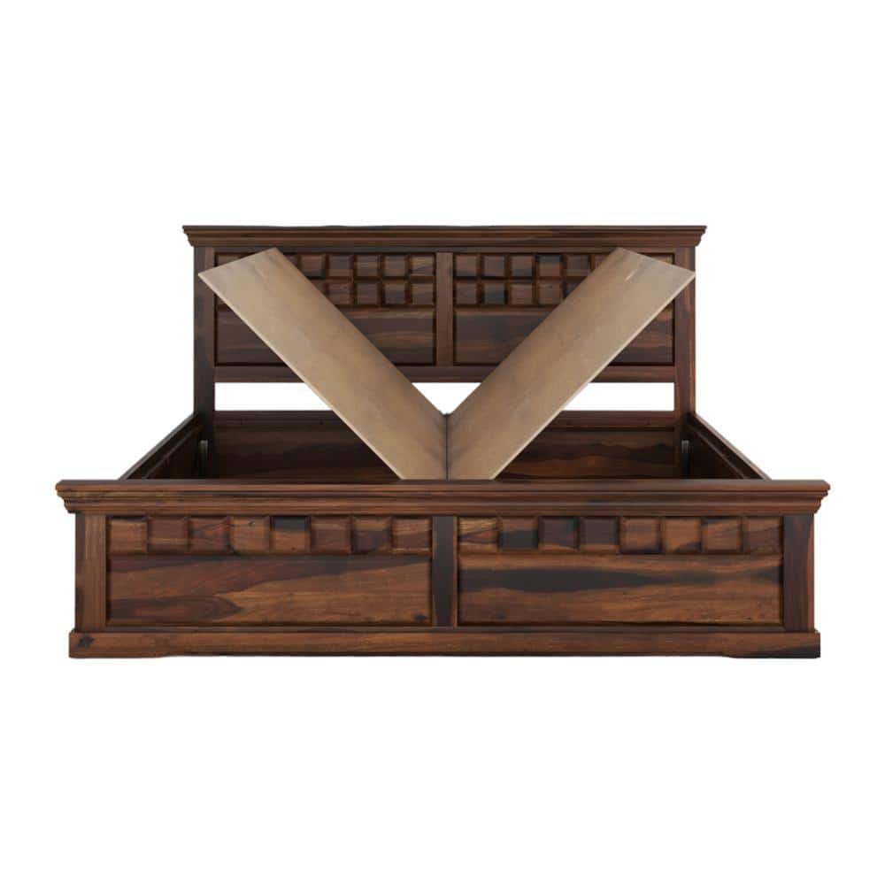 PRASHIV Sheesham Wood King Size Bed Box Storage Storage Provincial Teak Finish (72 x 78 inches)