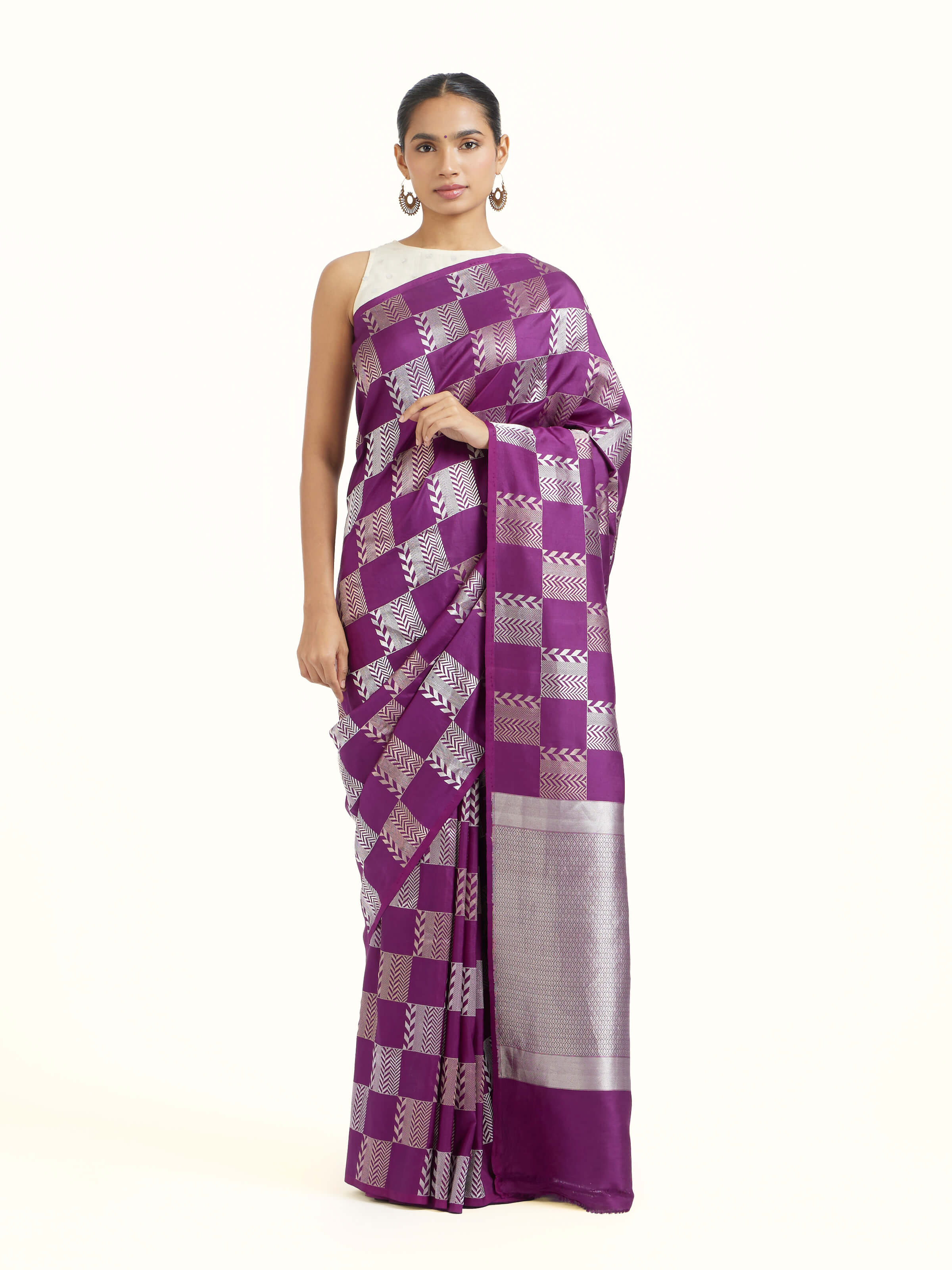 Purple Banarasi Kadhwa Silk Saree