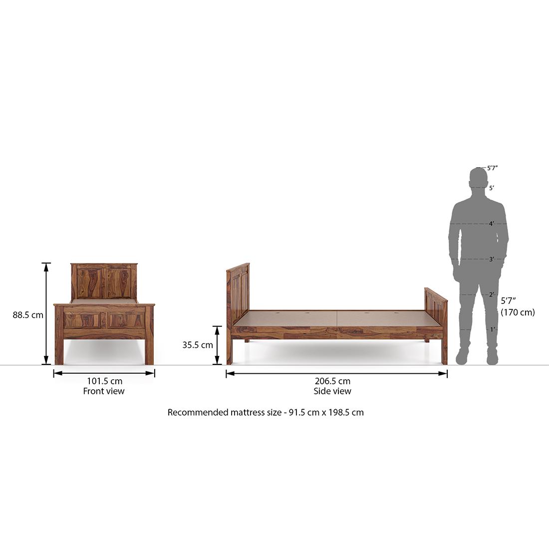 Lipe Non Storage Single Bed In Teak Finish
