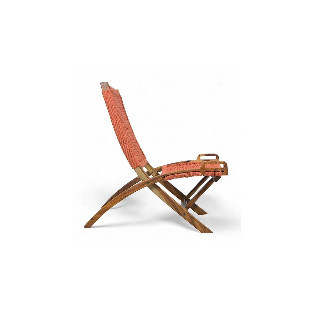 Natwest Sheesham Wood Relaxing Maachi Chair in Orange Canning