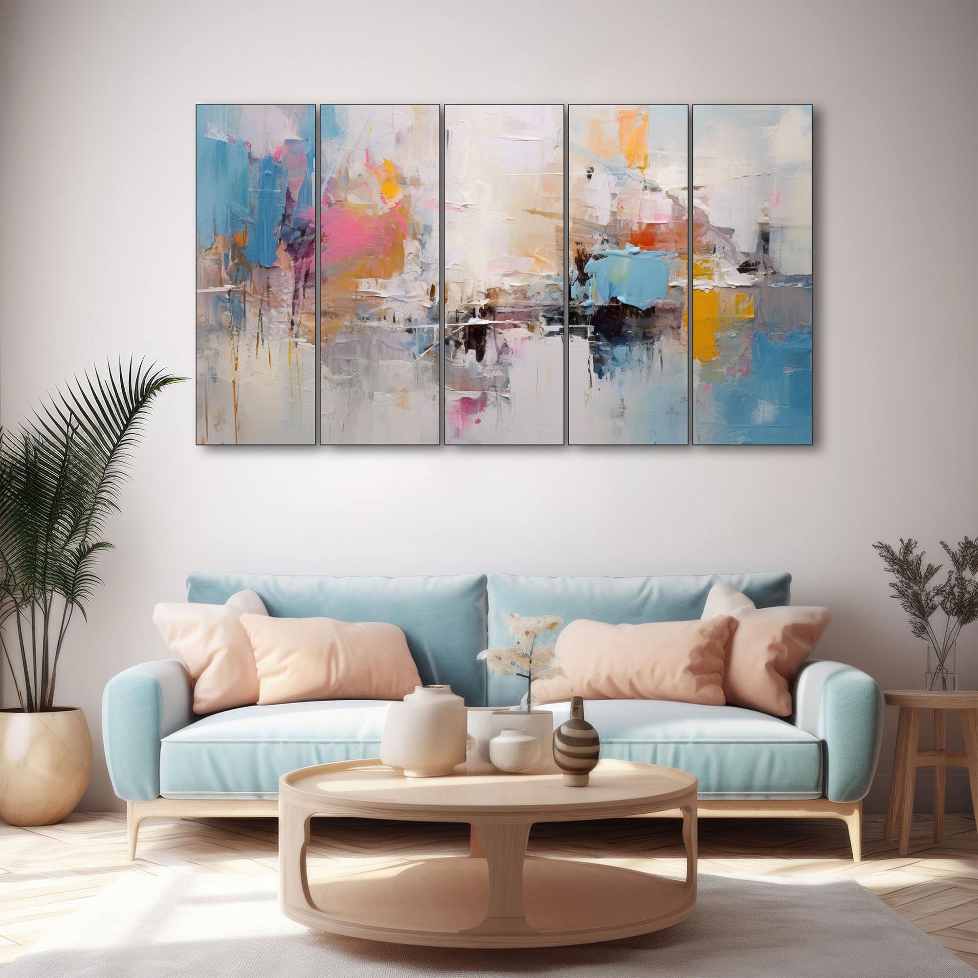 The Castle Decor Abstract Art Wall Painting Wooden Framed Digital Painting 27x48 Inch (Style 16) - The Castle Decor