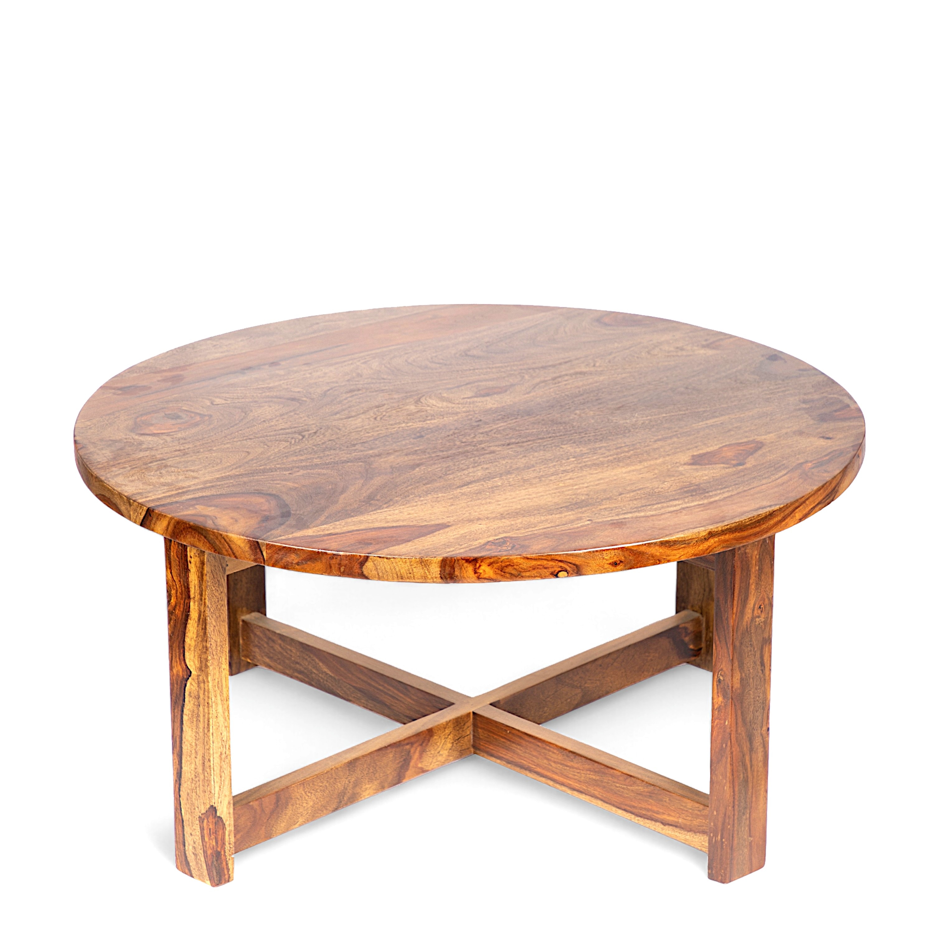 Nashville Sheesham Wood 4 Seater Coffee Table Set In Teak Finish