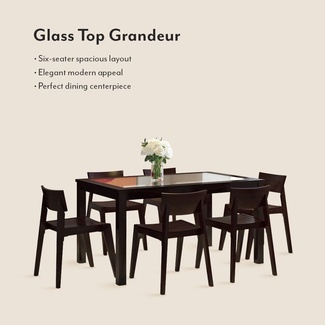 Floyd 6 Seater Dining Table Glass Top With Set Of 6 Gordon Chairs