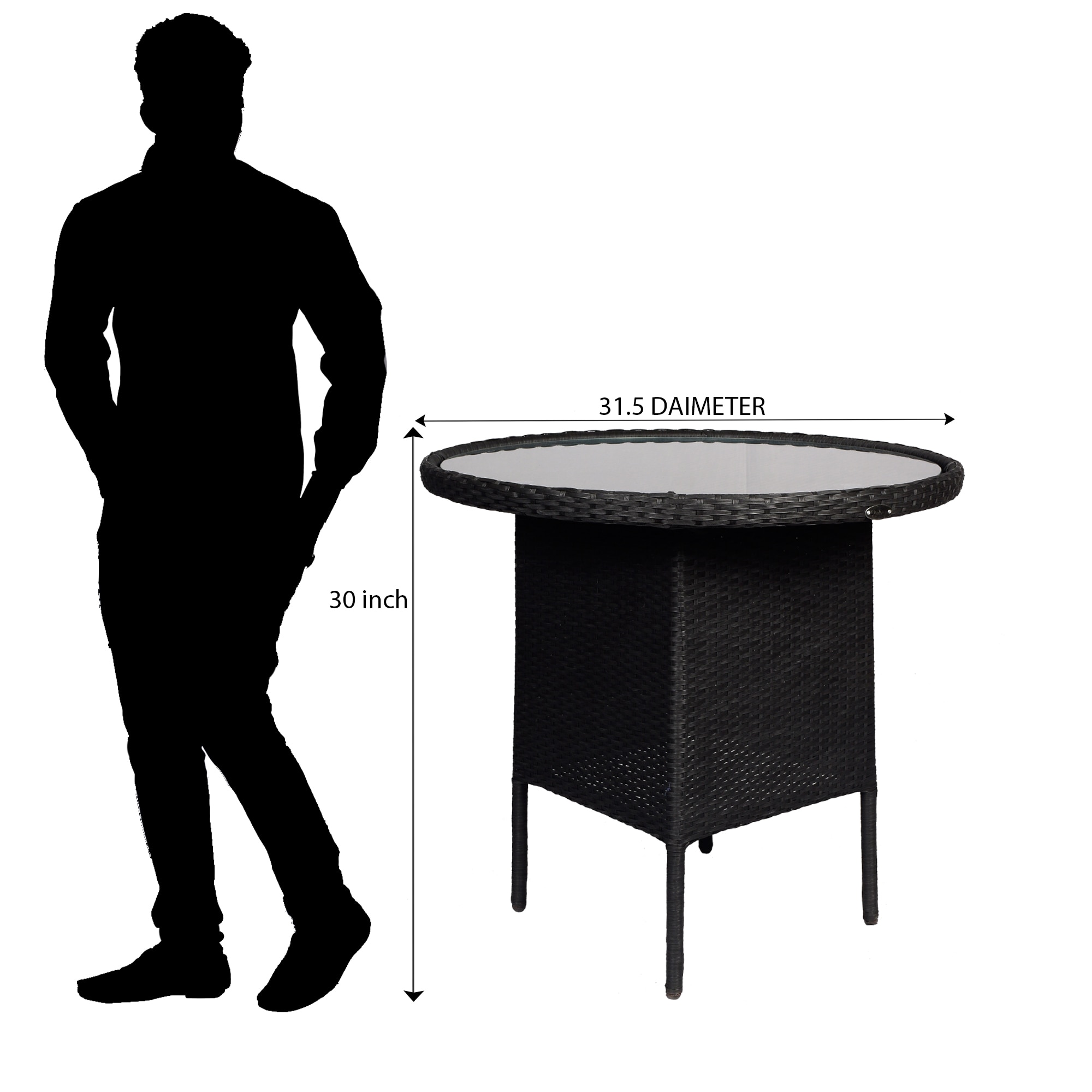 Launceston Wicker Table And Chair Set In Black Finish