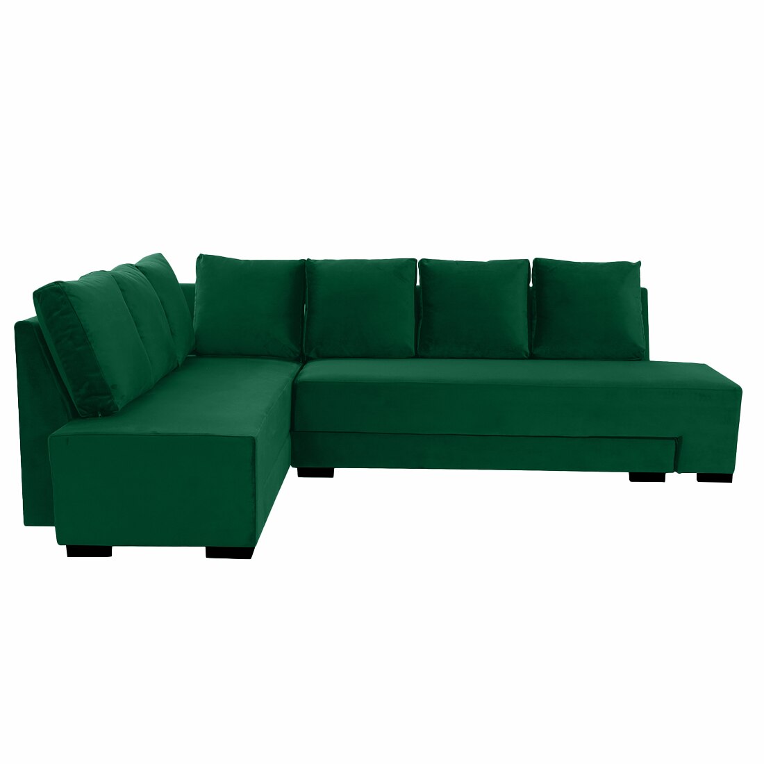 Melo 3 Seater Left Sectional Velvet Sofa Cum Bed in Green colour