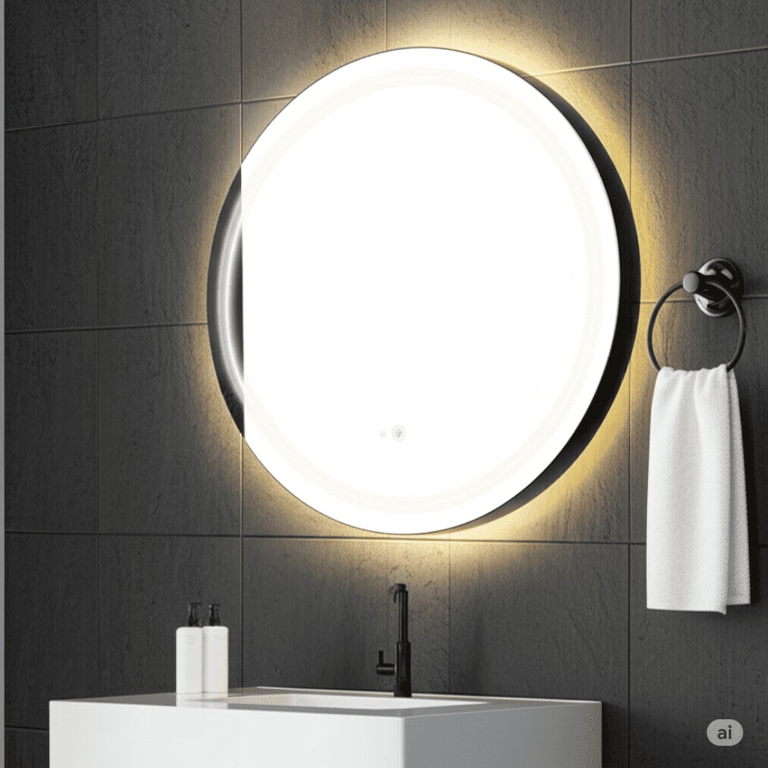 Round LED  Mirror with Lights Dimmable Vanity Mirror