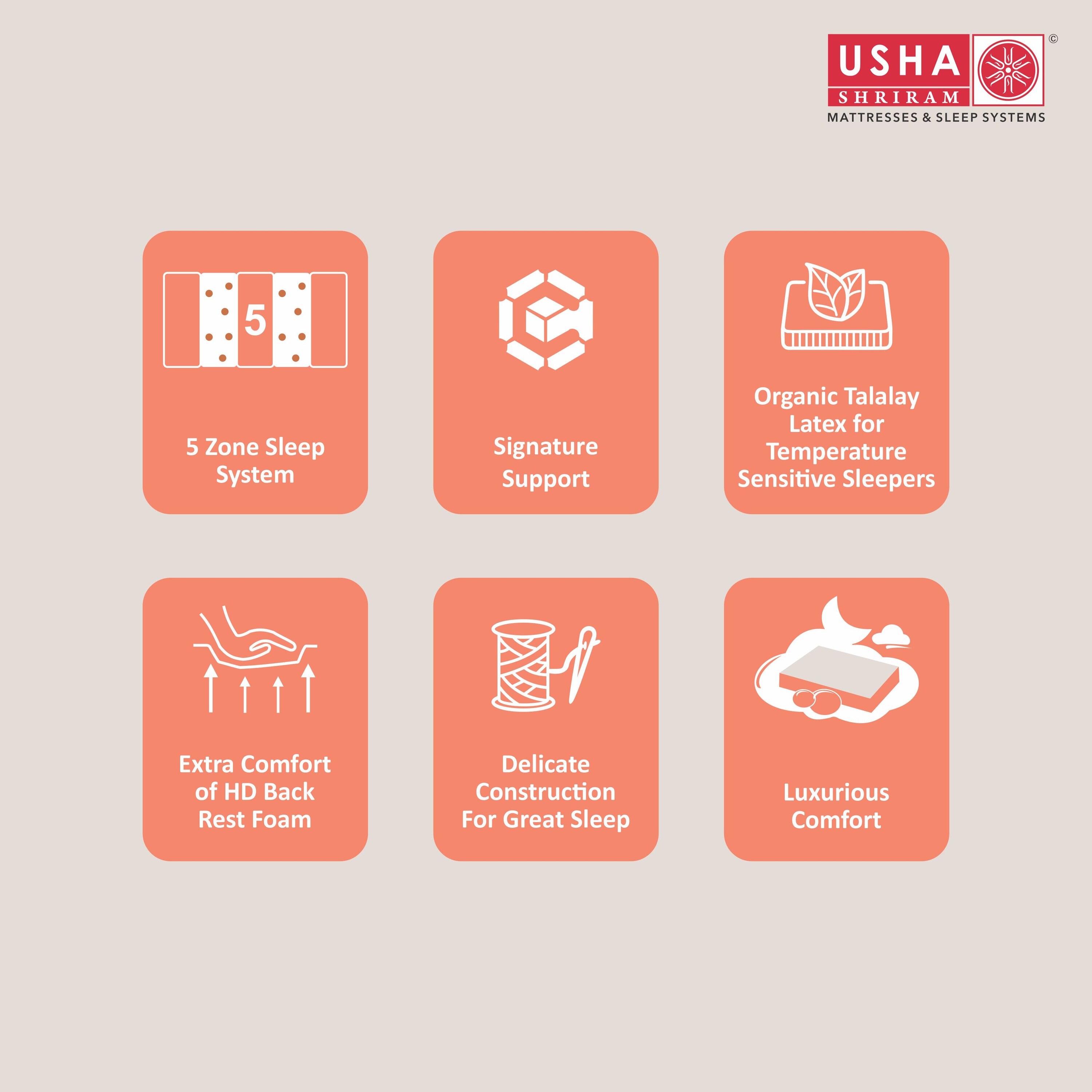 Usha Shriram 7-Zone AeroTalalay Latex Pocket Hybrid King Mattress (Mattress Thickness: 10 Inches, Mattress Dimensions: 72 x 70 in)