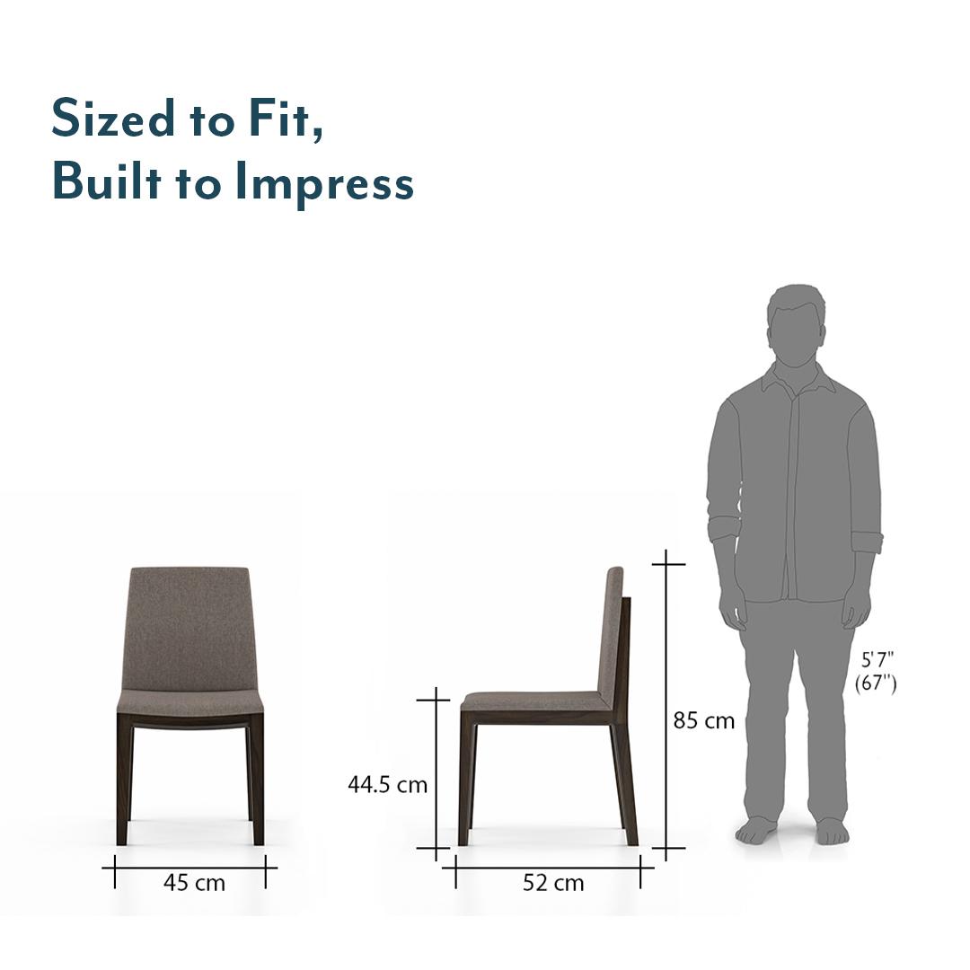Galatea Dining Chair Set Of 2 Teak In American Walnut Finish With Grey Colour Fabric