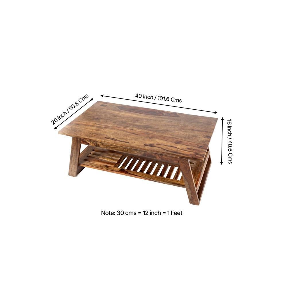 Alison Sheesham Wood Coffee Table In Teak Finish