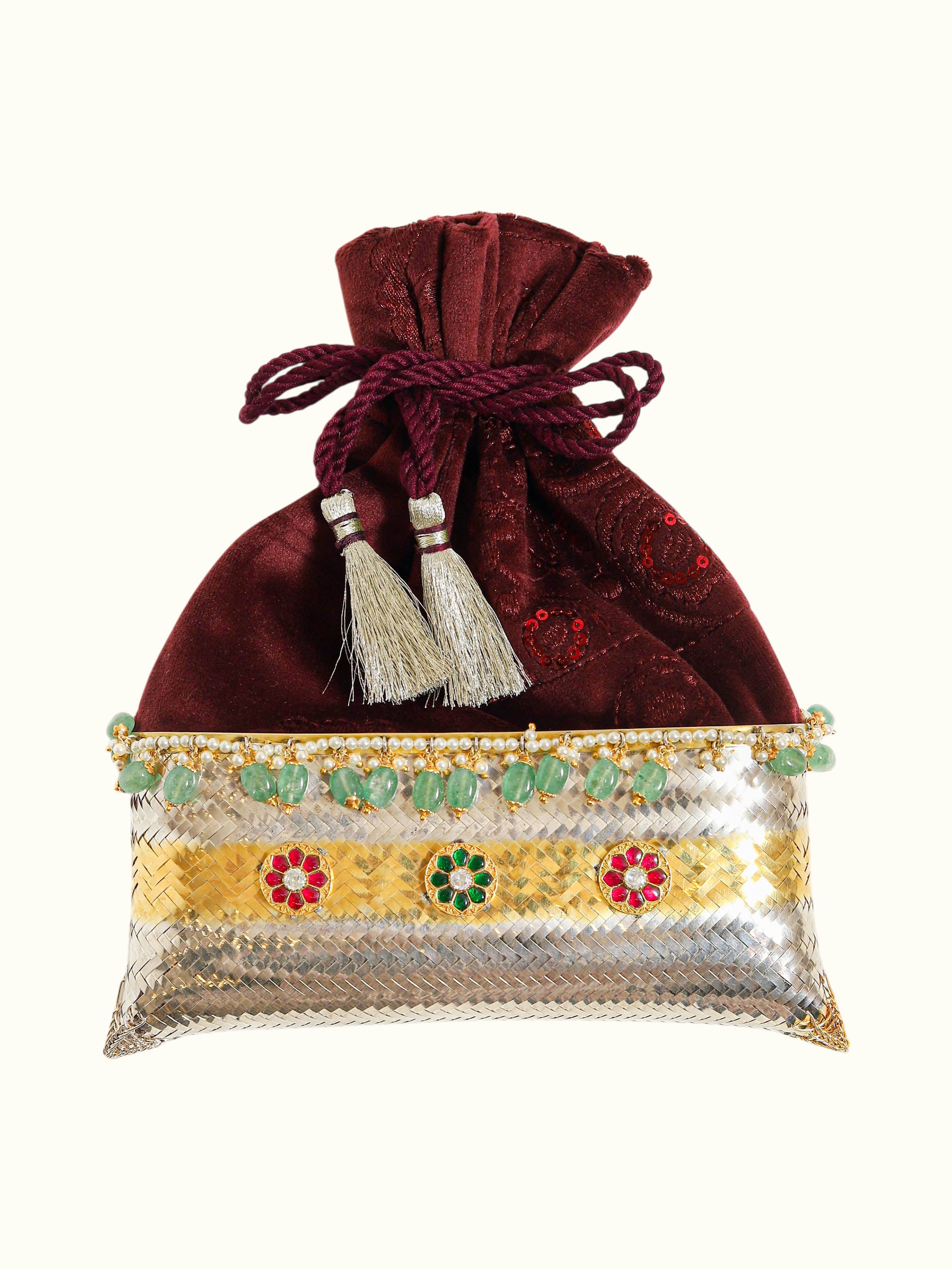 Silver Smithing Two-Tone Potli-Style Bag