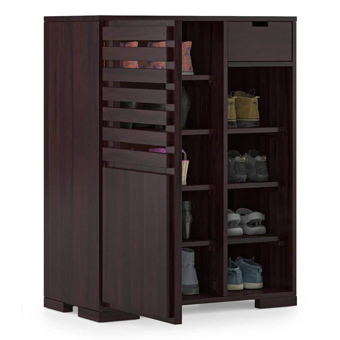 Madden 14 Pair Shoe Rack in Mahogany Finish
