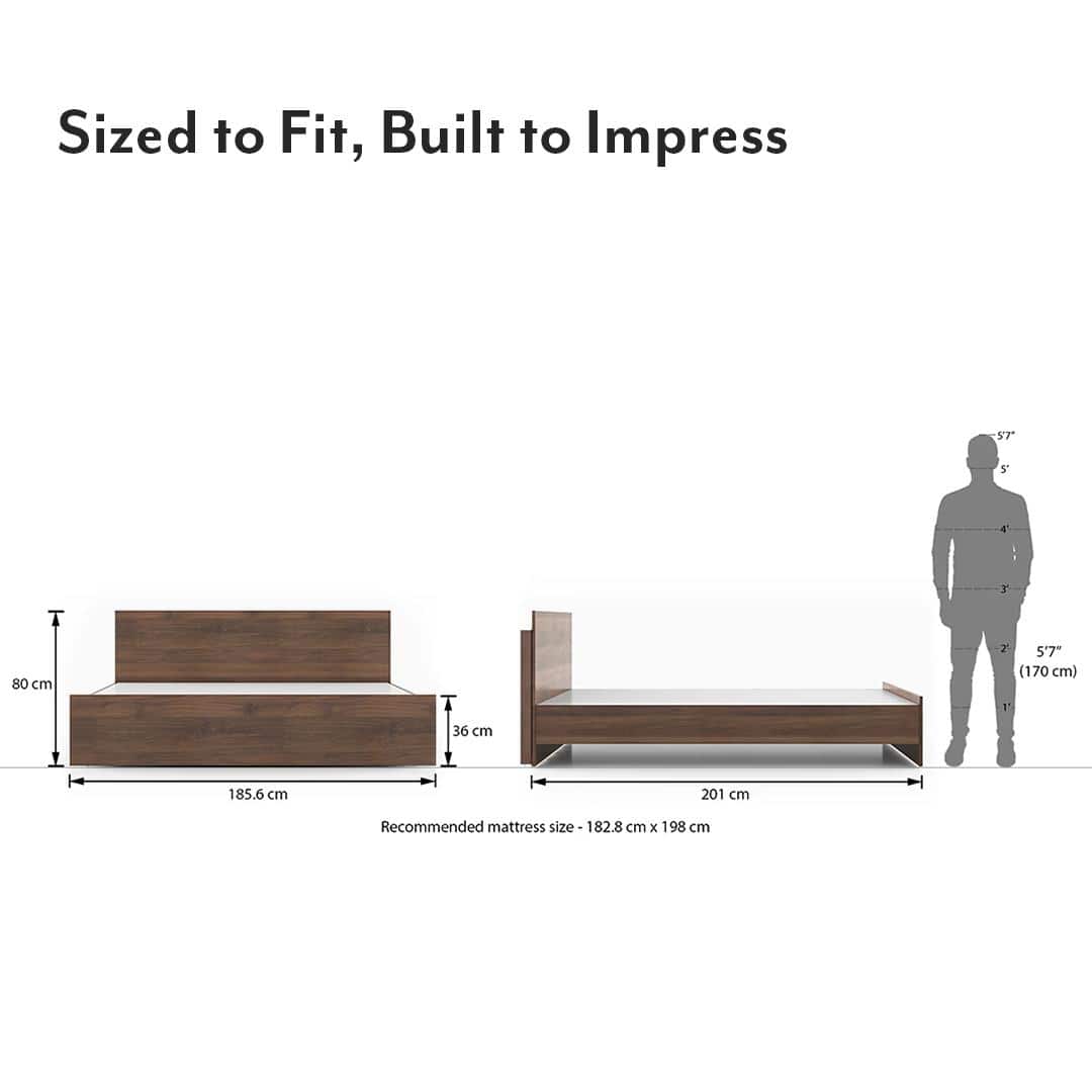 Zoey Engineered Wood King Size Bed In Classic Walnut Finish