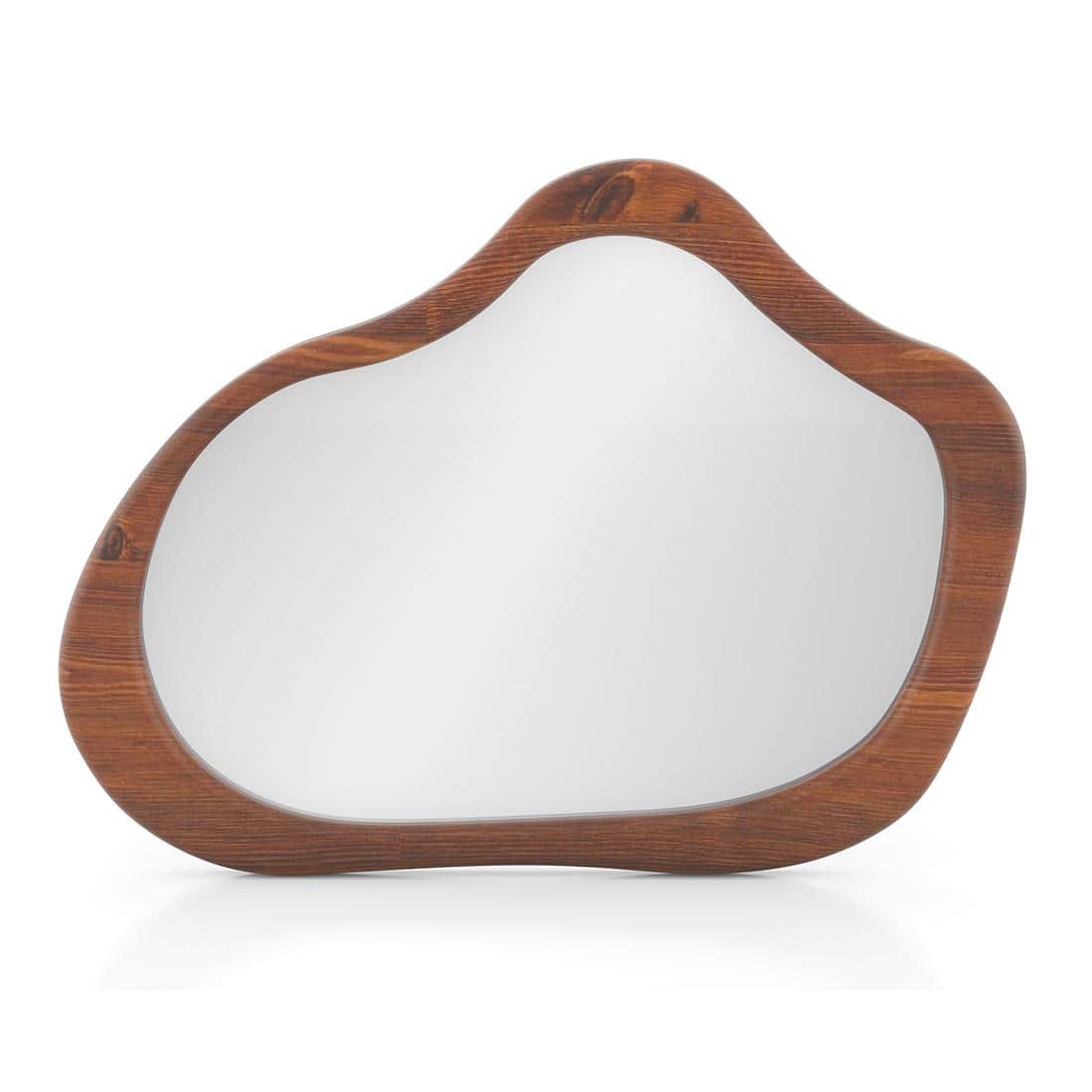 Oura Solid Wood Organic Wall Mirror in Teak Finish