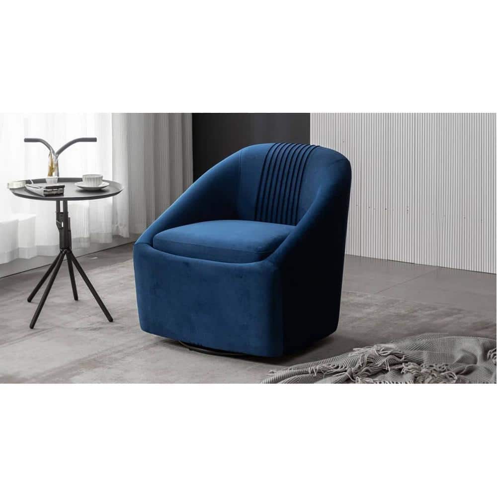 Chrishun Velvet Accent Chair in Navy Blue Colour