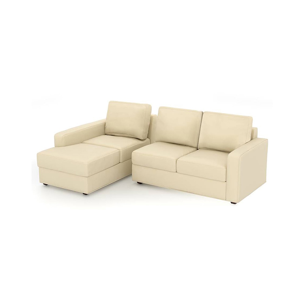 Apollo Compact Sofa (Colour : Cream, Cushion : Soft, Seating Capacity : Left Aligned 2 Seater + Left Aligned Chaise + Ottoman)