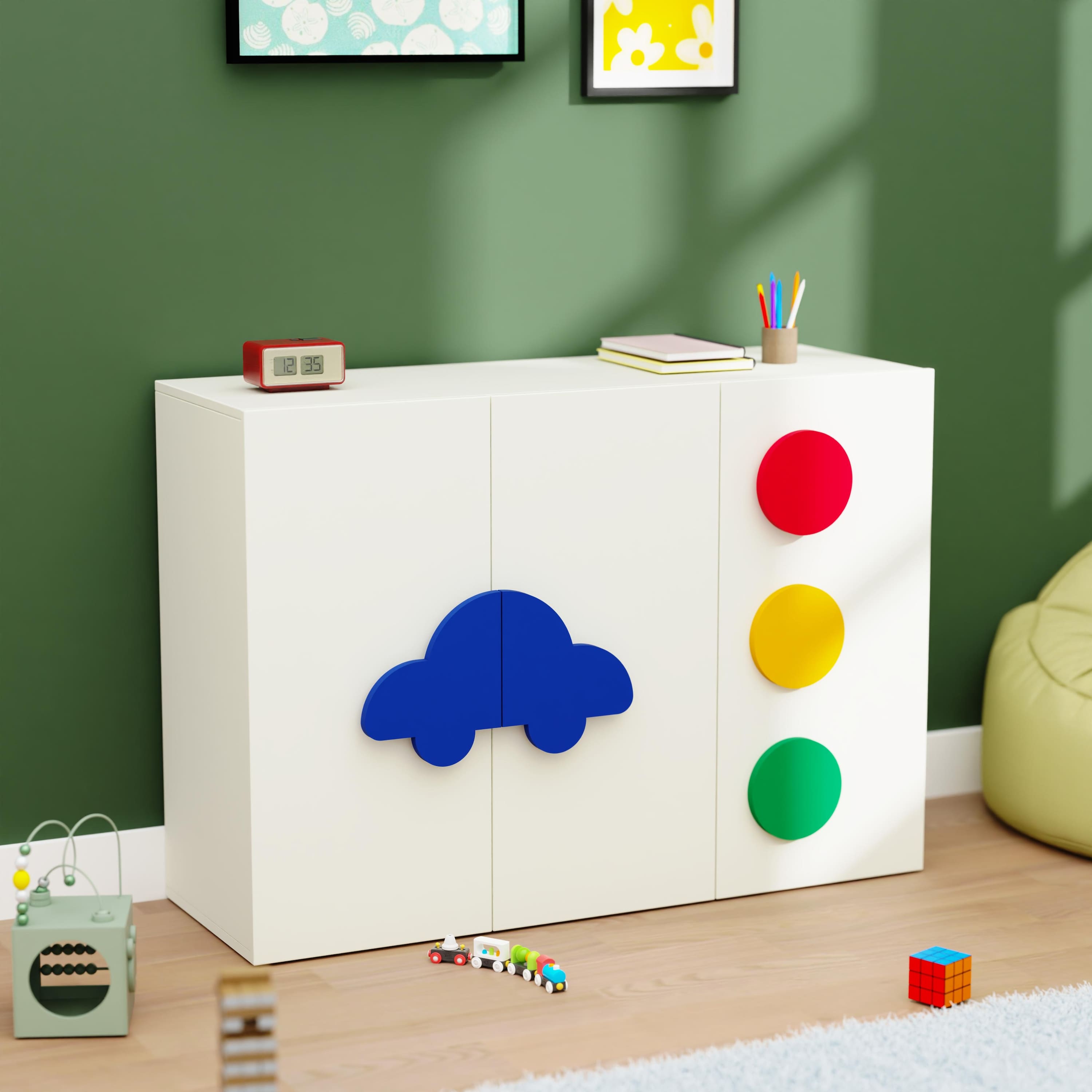 Traffic Lights Cabinet Storage In White Colour