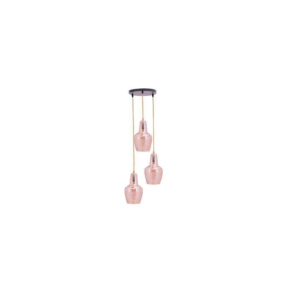 Alita 3-light Amber lustere Glass Brass Edge Pendant Cluster