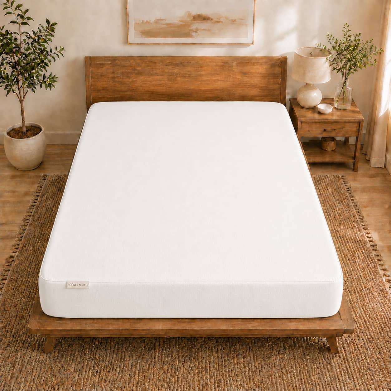 Loom and Needles Waterproof Mattress Protector Premium Cotton Mattress Bed Cover72x72 in White