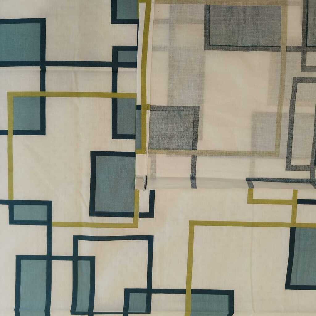 White & Green  Color Geometric 350 TC Cotton Flat Super King Bed Size Bedsheet With 2 Pilllow Covers  Threads