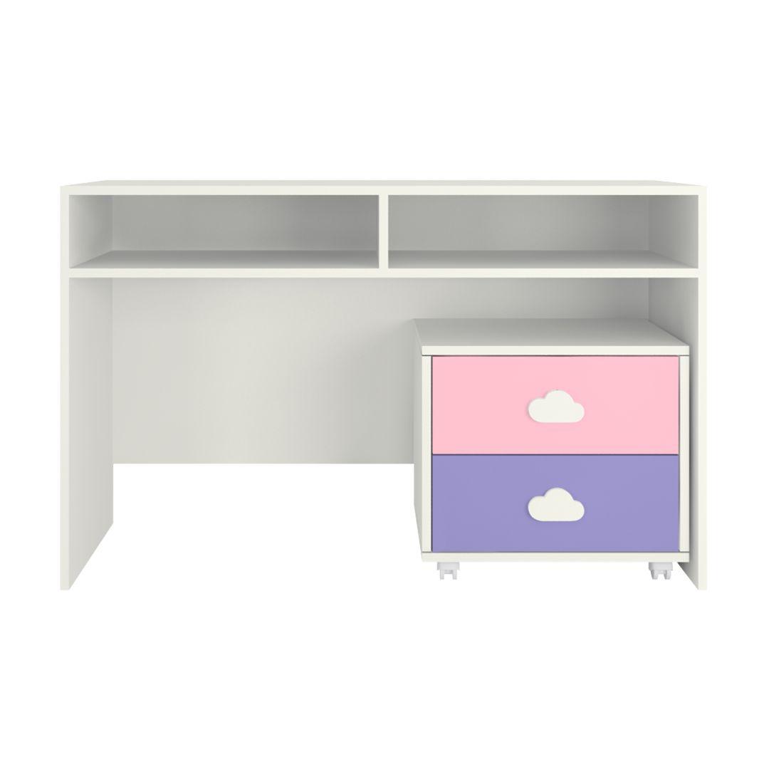 Renata Kids Study Desk cum Drawer Unit on Wheels in English Pink Persian Lilac Colour