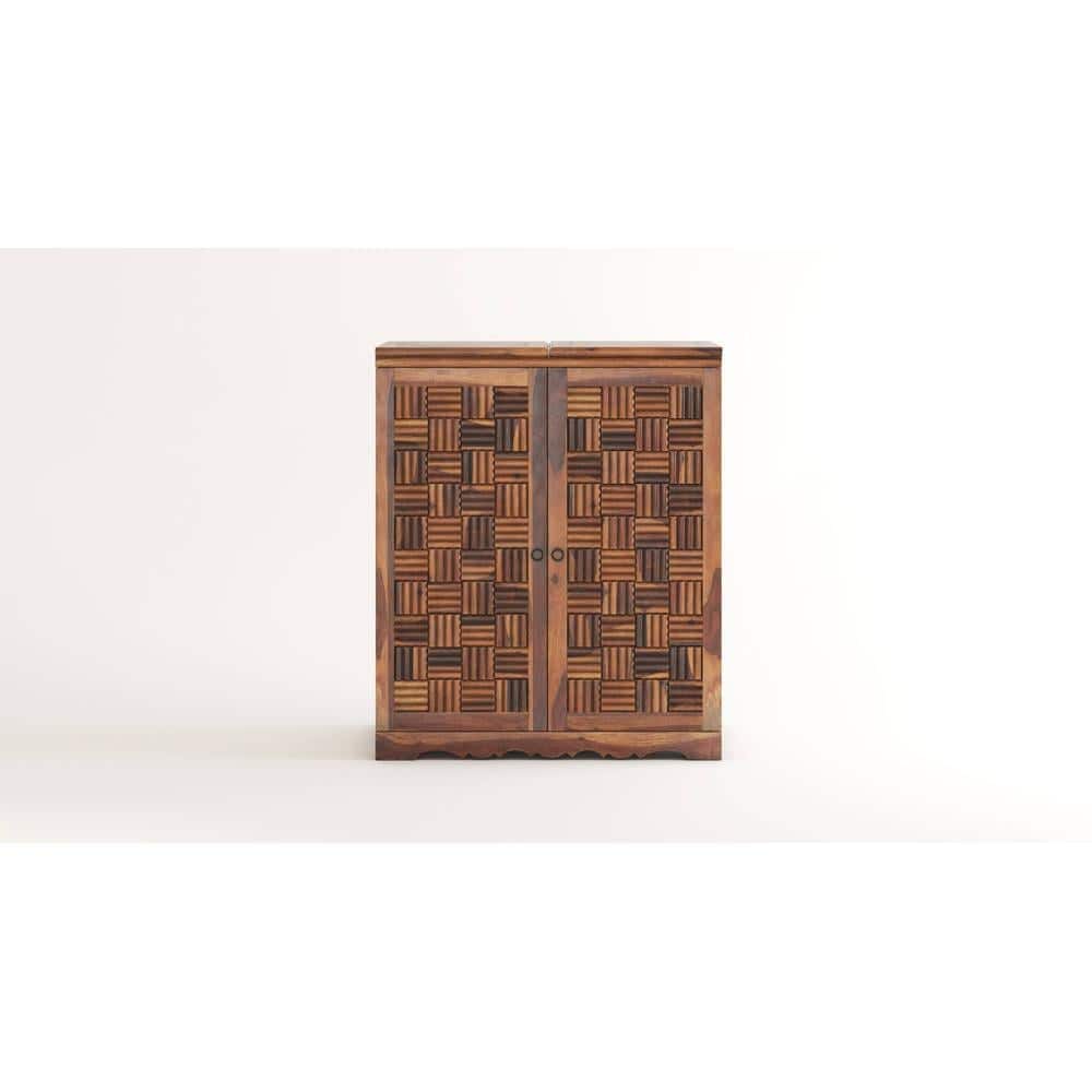 Calipo Sheesham Wood Bar Cabinet in Provincial Teak Finish