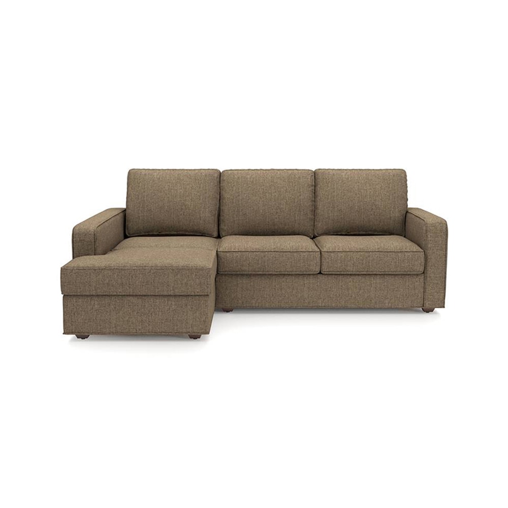 Apollo Sofa (Colour : Dune, Cushion : Hard, Back Type : Regular, Seating Capacity : Left Aligned 2 Seater + Left Aligned Chaise + Ottoman) - Urban Ladder