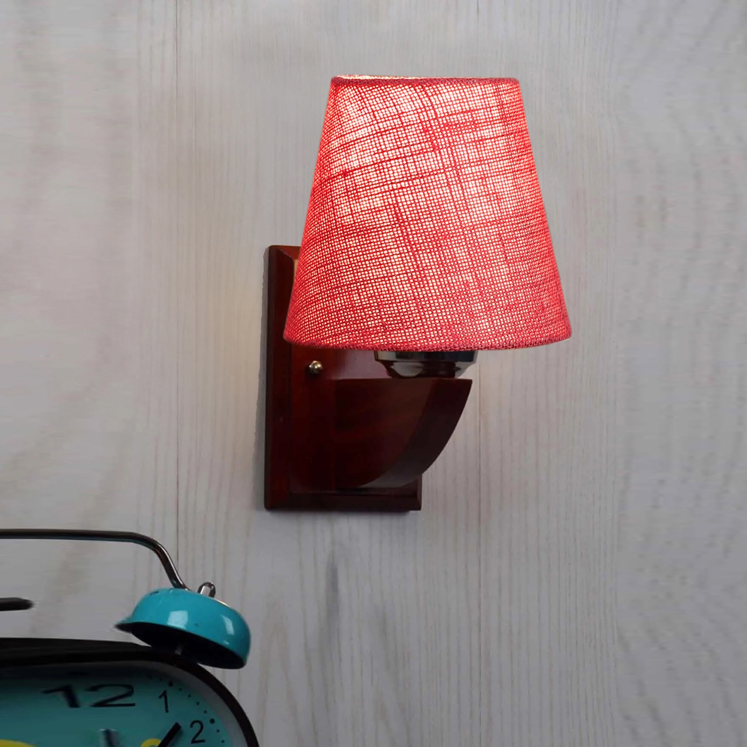 Devansh Solid Wood Electric Wall Light in Pink Colour with Pink Shade Count of 1 Light - Devansh
