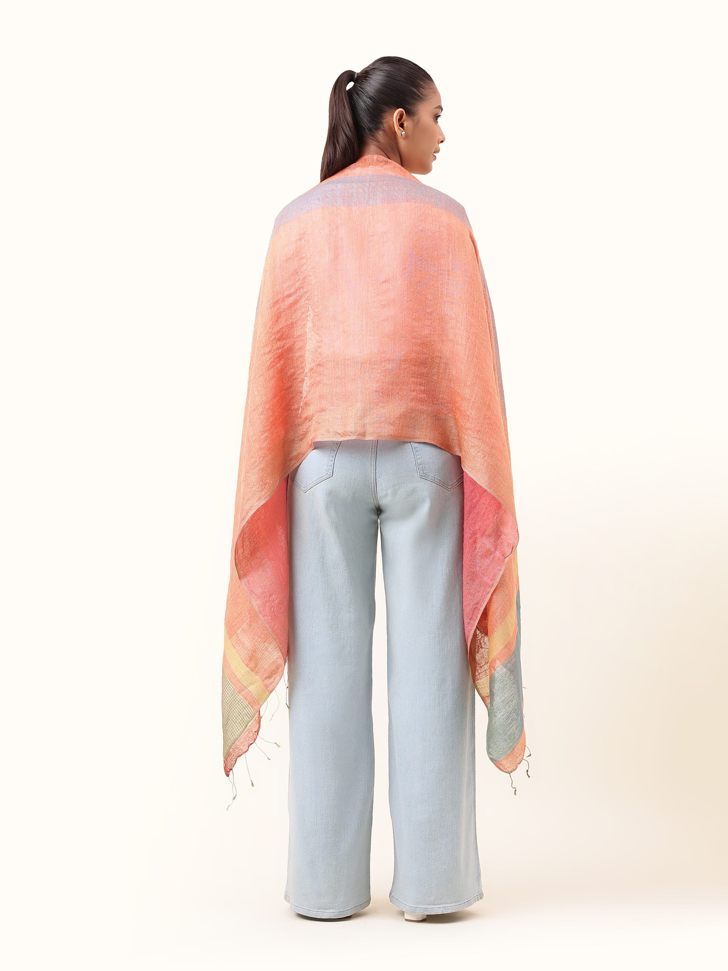 Navya Orange Tussar Silk Stole