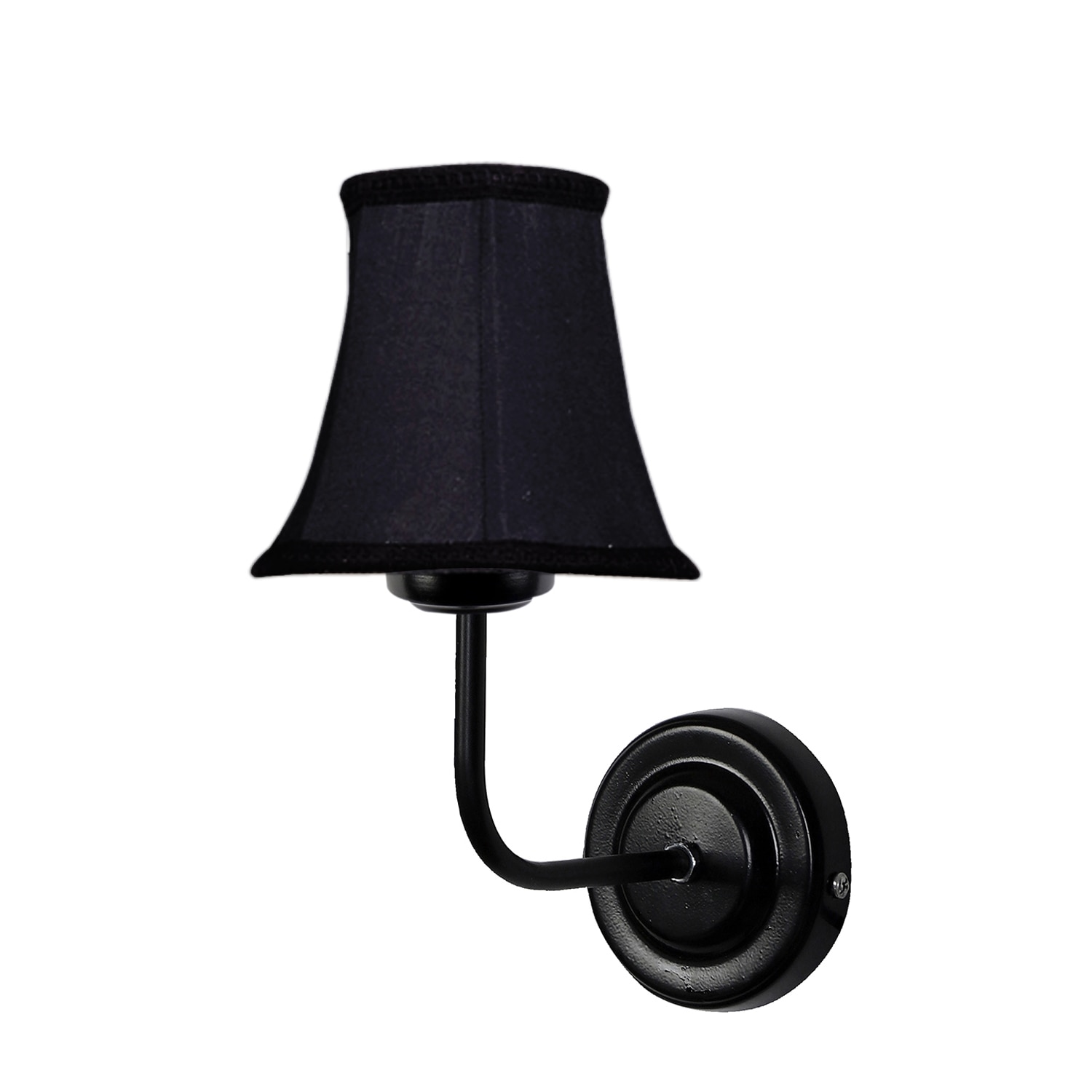 Devansh Black Wall Mounted Lamp With Black  Cotton Shade