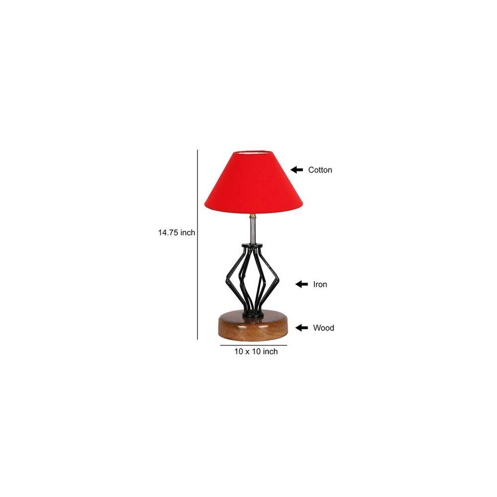 Felicity Red cotton Table lamp with Wood & Iron Base