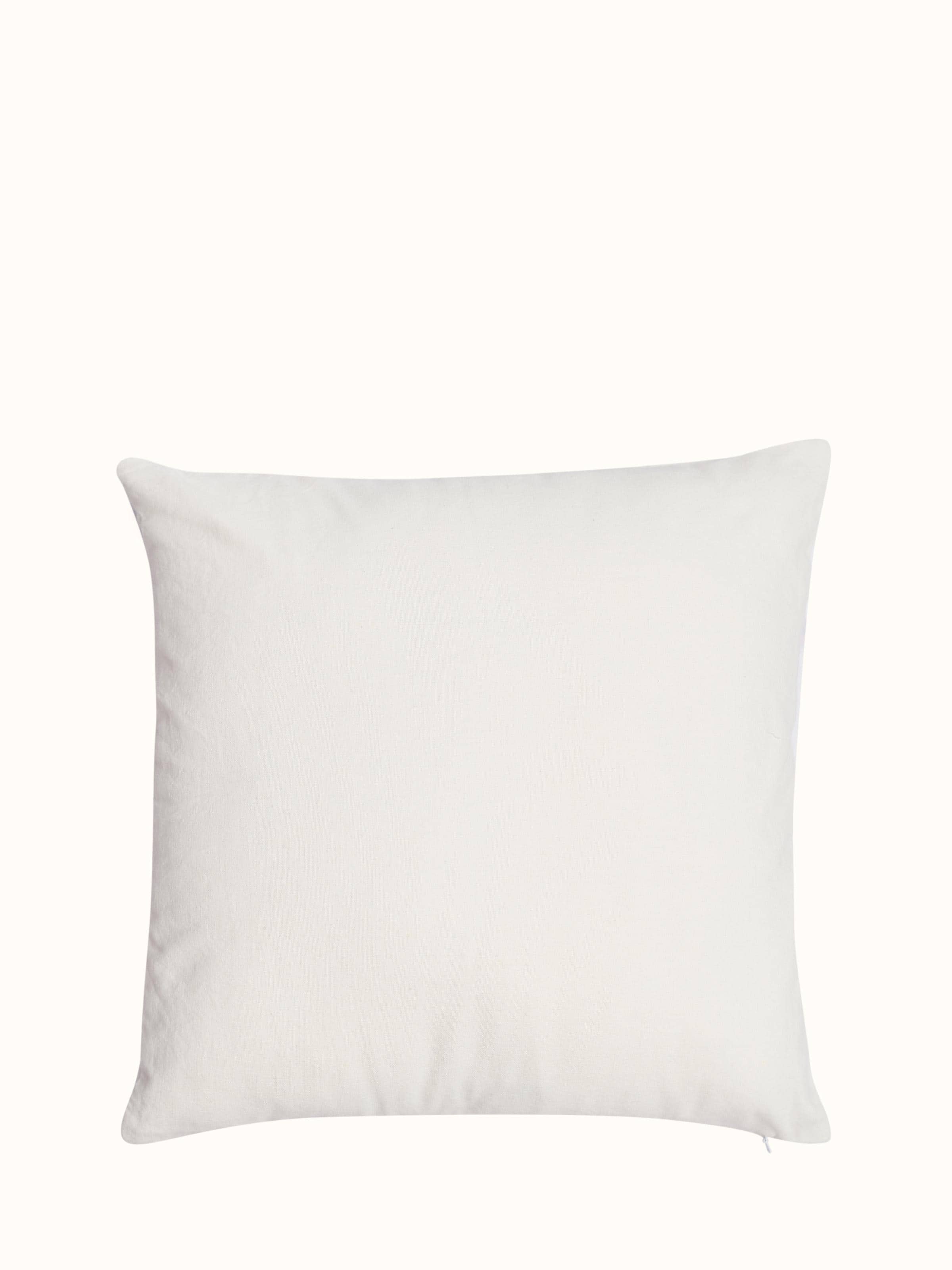 Lippan White Pakko Grid Hand Embroidered Cotton Cushion Cover