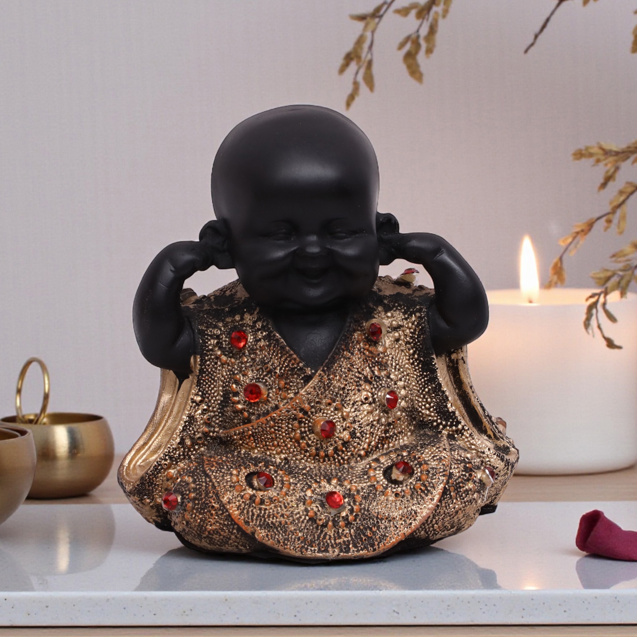 VEDAS Polyresin  Figurine in Black Colour - Vedas