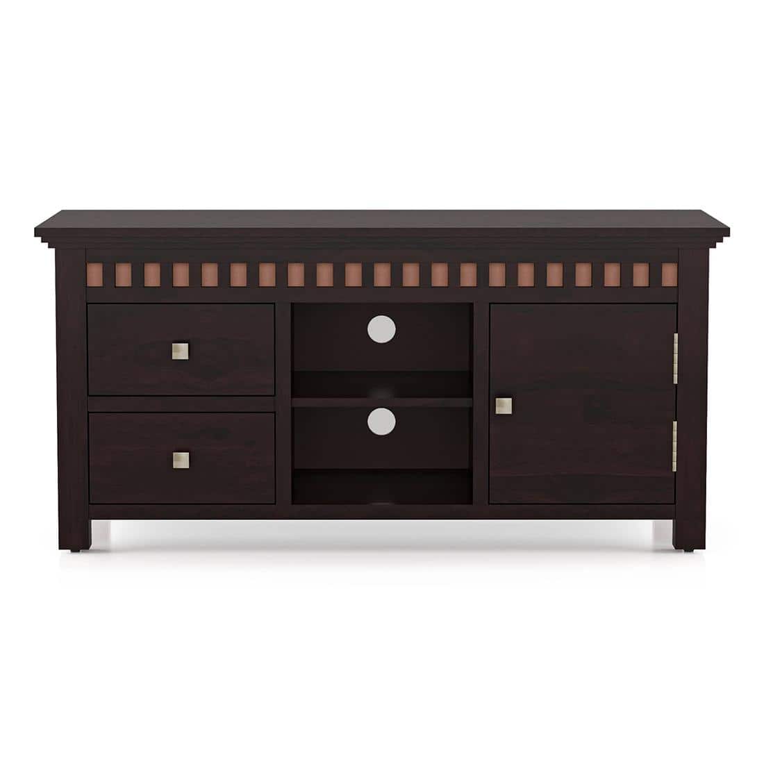 Fidora Solid Wood Free Standing TV Unit in Mahogany Finish
